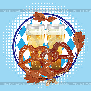 Мультяшный Крендель с пивом - векторный клипарт