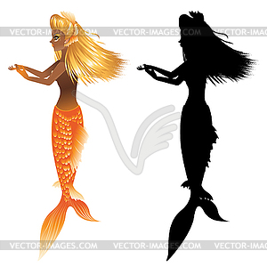 Gold Fish Tail Mermaid - vector clipart / vector image