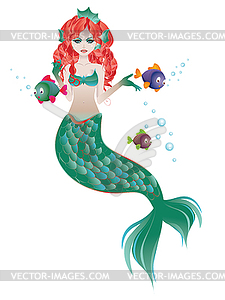 Red Haired Mermaid - vector clipart