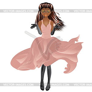 Afro American Girl in Dress - vector image