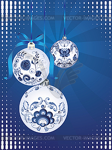 Blue Floral Christmas Ball - vector clipart