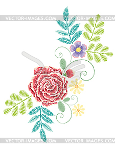 Вышивка розы орнамент - векторное изображение