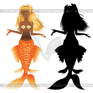 Gold Fish Tail Mermaid - vector clipart / vector image