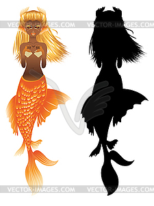 Gold Fish Tail Mermaid - vector EPS clipart