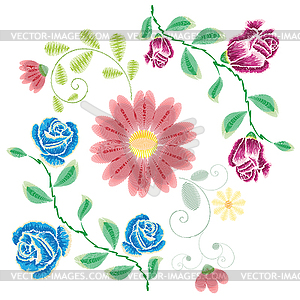 Embroidery Rose Ornament - vector image