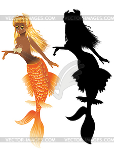 Gold Fish Tail Mermaid - vector clipart