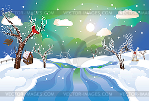 Rural Winter River - vector image