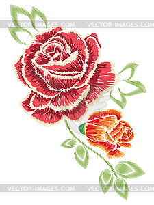Вышивка розы орнамент - клипарт в векторе