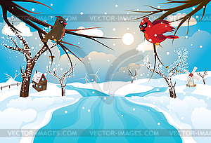 Rural Winter River - vector image