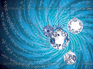 Blue Floral Christmas Ball - vector clip art