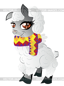 Cartoon Furry Alpaca - vector clip art