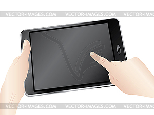 Digital Tablet in Hands - color vector clipart