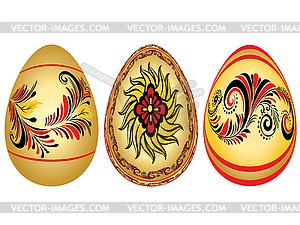 Easter Eggs with Folk Patterns - vector image