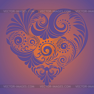 Folk Floral Heart - vector clip art