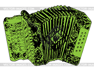 Grunge Retro Accordion - изображение в векторном виде