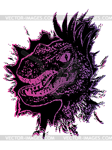 Grunge Velociraptor Portrait - vector image