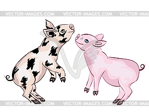 Cute Playful Piglet - vector image