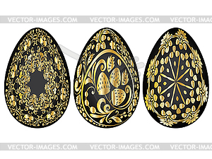 Strawberry ornaments on Easter eggs - vector image