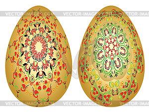 Strawberry ornaments on Easter eggs - vector image