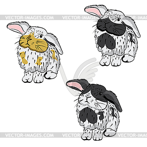 Stylized Sketch of Bunny - vector clipart