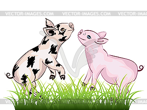 Cute Playful Piglet - vector clip art