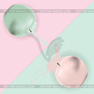 Two colored background with apple - vector clipart