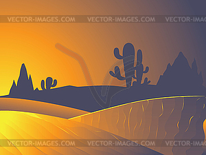 Desert Twilight Landscape - vector clipart