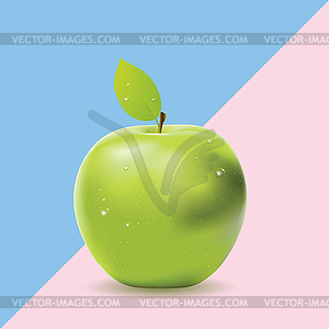 Два цветных фона с зеленым яблоком - векторная иллюстрация