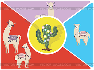 Llama and Alpaca greetings - vector clipart