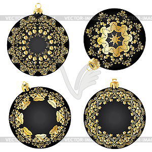 Strawberry ornaments on Christmas balls - stock vector clipart