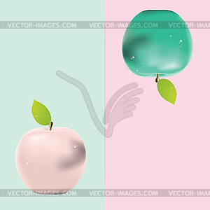 Два цветных фона с яблоком - векторизованное изображение клипарта
