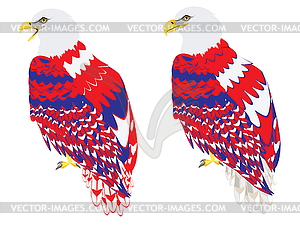 Blue red and white bald eagle - vector clip art