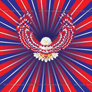 Blue red and white bald eagle - vector clip art