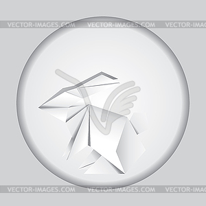 White origami rabbit - vector clipart