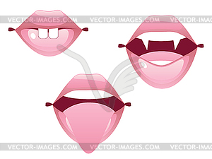 Female lip gestures set - vector clip art