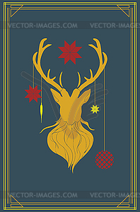 Vintage card with yellow deer - vector clipart