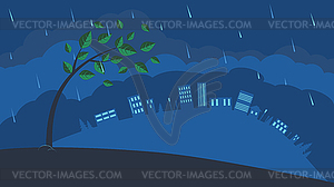 Windy landscape with tree - vector EPS clipart