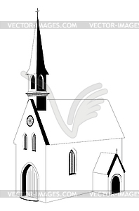 Католическая церковь черно-белое - стоковое векторное изображение