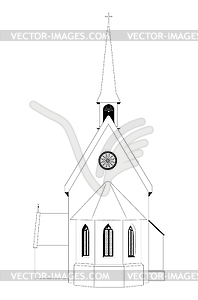 Catholic church black and white - vector clipart