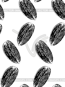 Almond seed black and white - vector clipart