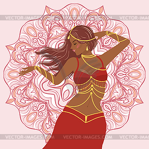 Belly dancer girl in red dress design - vector EPS clipart