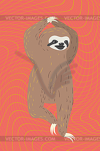 Cartoon yoga sloth - vector clipart