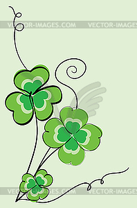 Shamrock leaves line art card - vector clipart