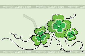 Shamrock leaves line art card - vector clipart