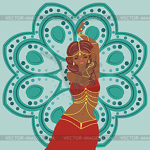 Belly dancer girl in red dress design - vector clipart