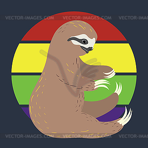 Cartoon yoga sloth - vector image