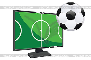 Футбол на экране телевизора - клипарт в векторе
