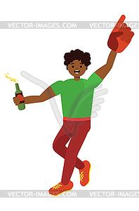 Afro american soccer fan - vector image