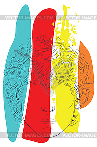 Line art man with shapes - vector clipart