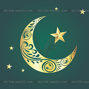 Crescent moon with star - vector image